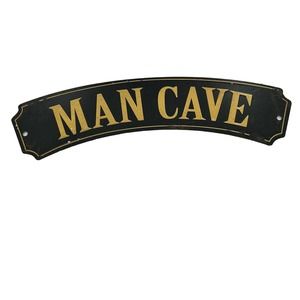 Ragon House Man Cave Distressed Metal Sign Black and Tan NEW